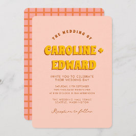 Invitación Retro Groovy Colorido Wavy Boho Boda Qr Code