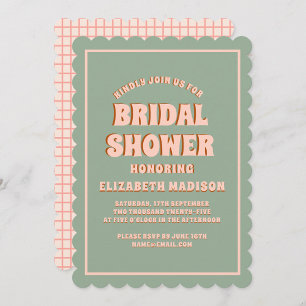 Invitación Retro Groovy colorido Wavy Boho Bridal Shower