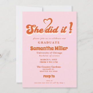 Invitación Retro Groovy Cute Photo Lo Hizo Graduación