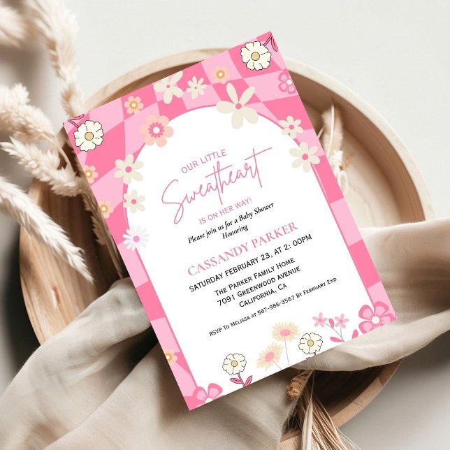 Invitación Retro Groovy Daisy Boho Valentine Baby Shower (Subido por el creador)