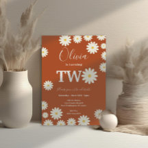 Retro Groovy Daisy Floral Segundo fiesta de cumple