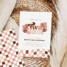 Retro Groovy Dos Chicas de Guay Segundo Cumpleaños