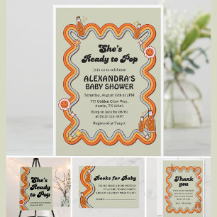 Invitación Retro Groovy Está Lista para Aparecer Verde Salvia