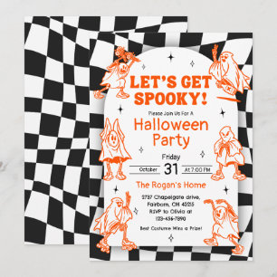 Invitación Retro Groovy Festín Fantasma Halloween