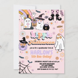 Invitación Retro Groovy Ghost Hippie Halloween cumpleaños