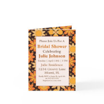 Retro Groovy Naranja floral amarillo ducha de novi