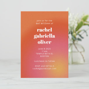 Invitación Retro Groovy Naranja Simple Bold Bat Mitzvah