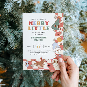 Invitación Retro Groovy Navidades Baby Shower