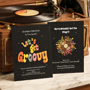 Invitación Retro Groovy para 60 cumpleaños