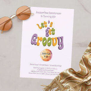 Invitación Retro Groovy para 60 cumpleaños