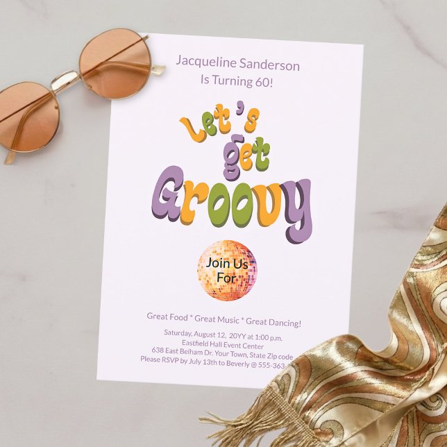 Invitación Retro Groovy para 60 cumpleaños (Subido por el creador)