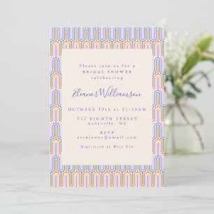 Invitación Retro Groovy Pastel Lines Periwinkle Bridal Shower