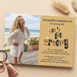 Invitación Retro Groovy Photo 60th Birthday Party 