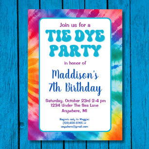 Invitación Retro Groovy Tie Die Cumpleaños