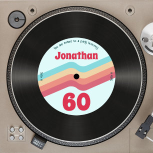 Invitación Retro Groovy tira 60º disco musical de cumpleaños