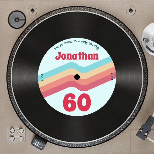 Invitación Retro Groovy tira 60º disco musical de cumpleaños (Subido por el creador)