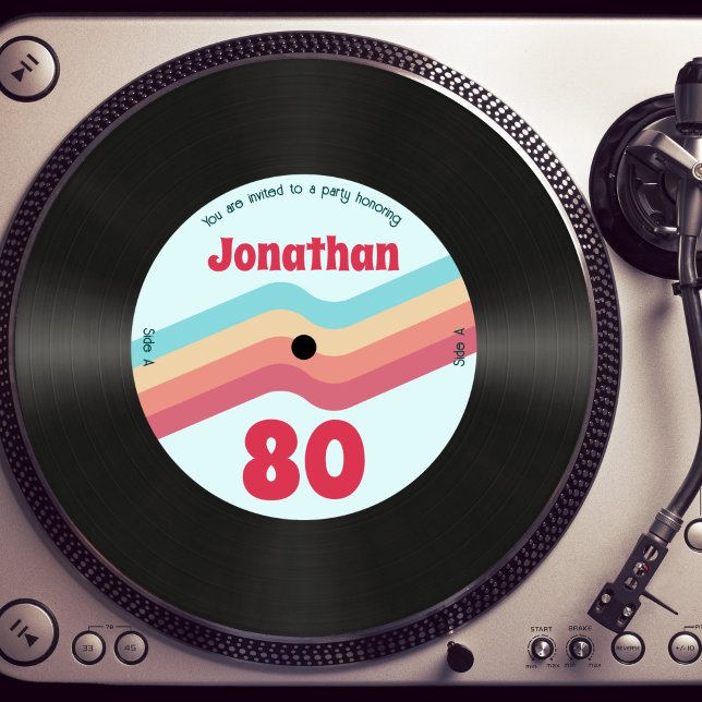 Invitación Retro Groovy tira 80º disco musical de cumpleaños (Subido por el creador)