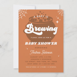 Invitación Retro Groovy Un Bebé Está Preparando Baby Shower C
