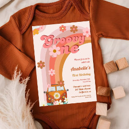 Invitación Retro Groovy una fiesta de cumpleaños de las flore