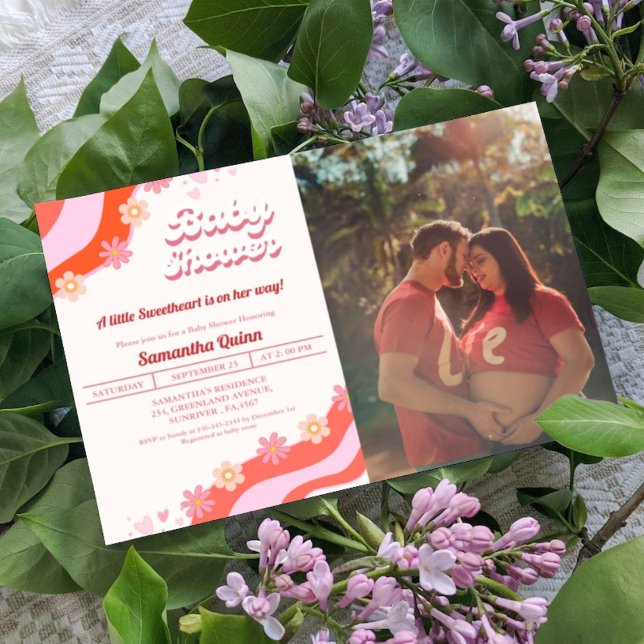 Invitación Retro Groovy Valentine Baby Shower (Subido por el creador)