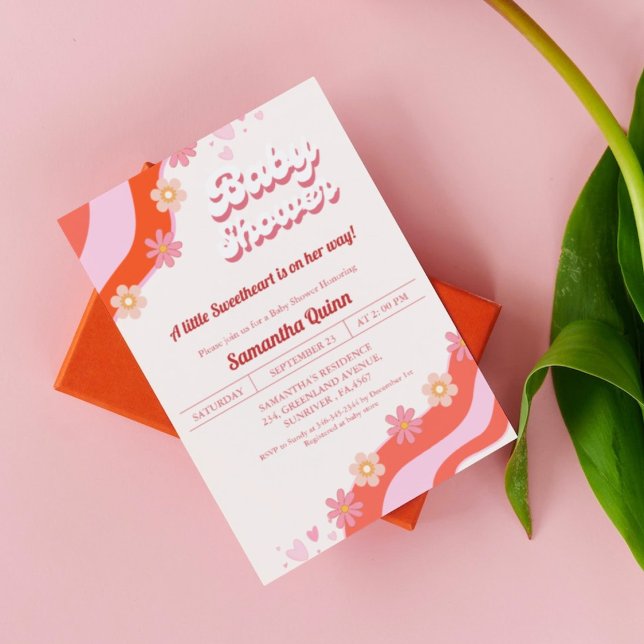 Invitación Retro Groovy Valentine Baby Shower (Subido por el creador)