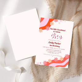 Invitación Retro Groovy Valentine Primerísima Cumpleaños