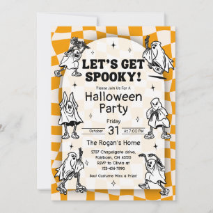 Invitación Retro Groovy Vamos a asustar fiesta de Halloween I