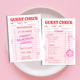 Invitación Retro Guest Check Doodle Whimsical Bachelorette