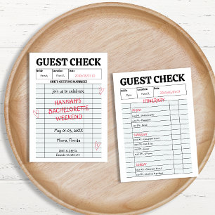 Invitación Retro Guest Check Hen Fiesta Bachelorette Weekend