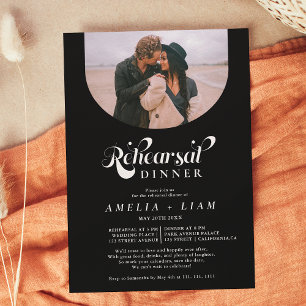 Invitación Retro guión foto cena de ensayo blanco negro