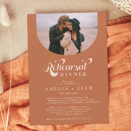 Invitación Retro guión foto ensayo de terracota cena