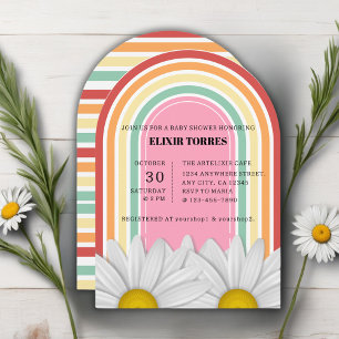 Invitación Retro Half Daisy Baby Shower