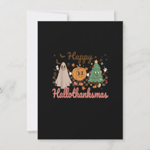 Invitación Retro Hallothanksmas Halloween Acción de Gracias C