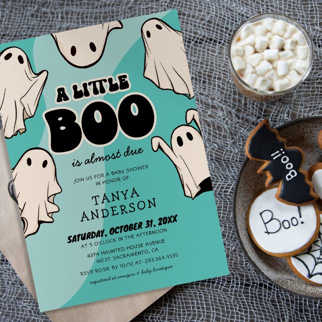 Invitación Retro Halloween Little Boo Baby Shower (Subido por el creador)