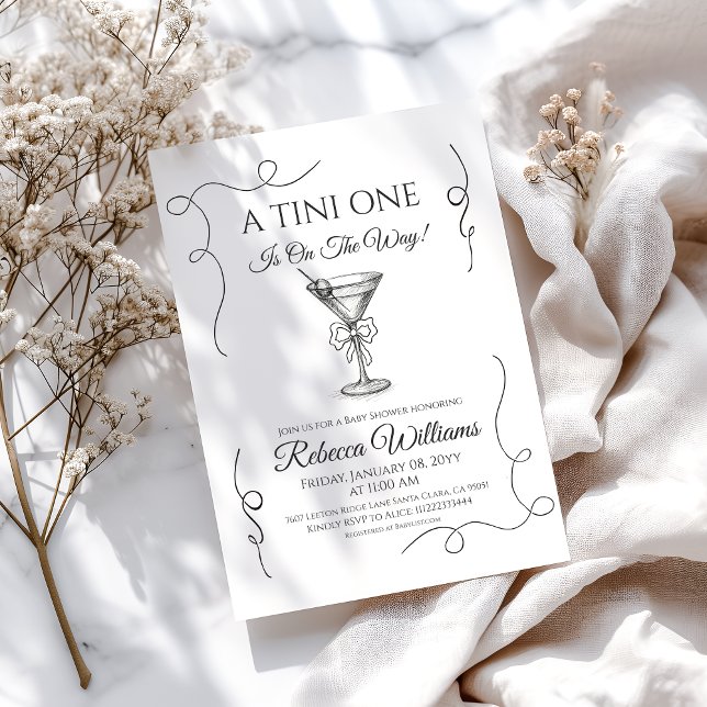 Invitación Retro Hand Dibujó Un Baby Shower Tini One Martini (Subido por el creador)