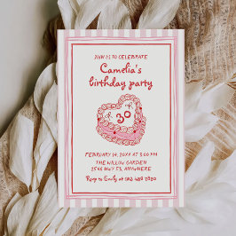 Invitación Retro Hand Drawn Girl 30th Birthday Party