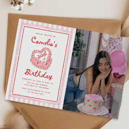 Invitación Retro Hand Drawn Girl 30th Birthday Party Photo