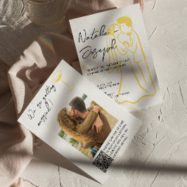 Invitación Retro Hand Drawn Summer QR Code Photo Wedding