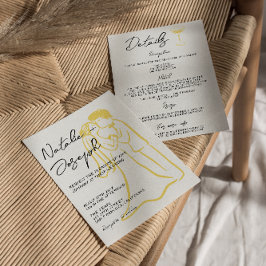 Invitación Retro Hand Drawn Written Summer All In One Wedding