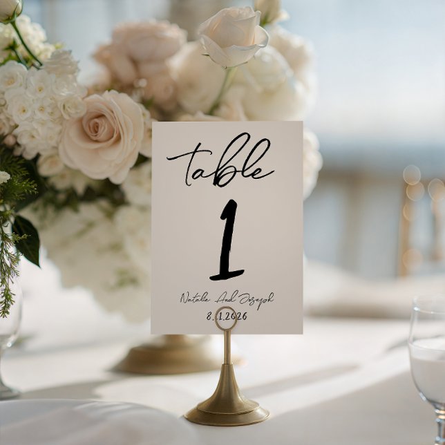 Invitación Retro Hand Written Whimsical Wedding Table Number (Subido por el creador)
