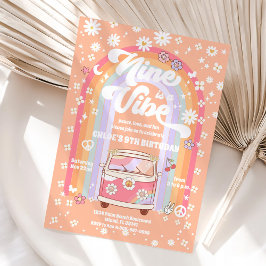 Invitación Retro Hippie 9th Birthday Invitation