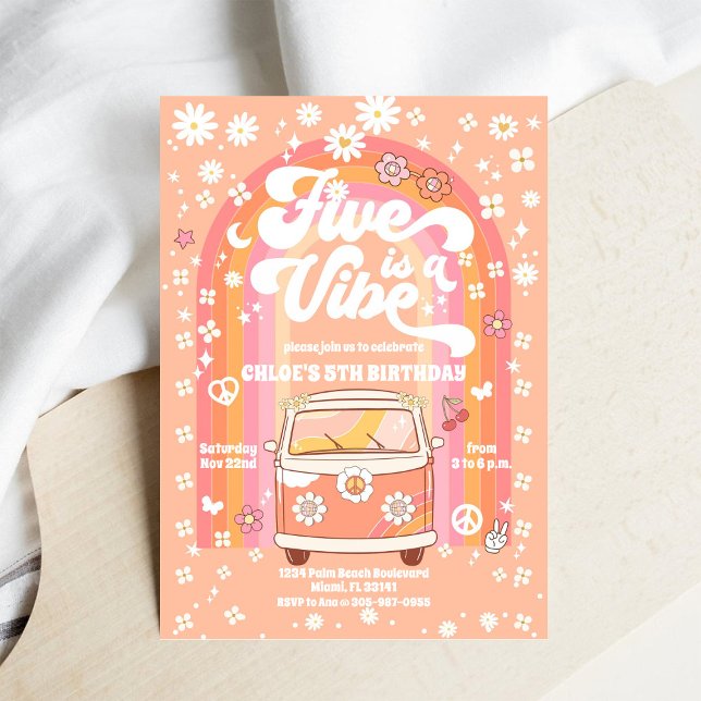 Invitación Retro Hippie Birthday Invitation (Subido por el creador)