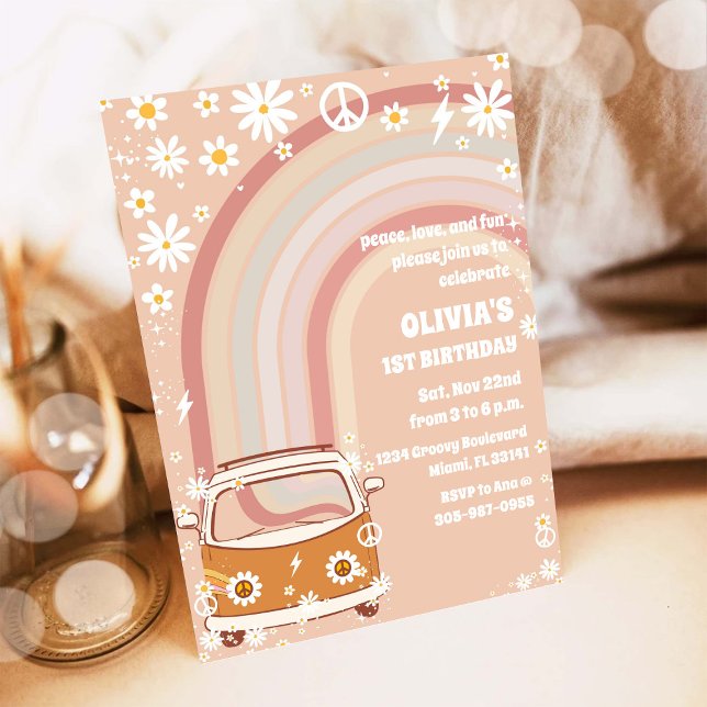 Invitación Retro Hippie Birthday Invitation (Subido por el creador)