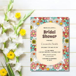 Invitación Retro Hippie Groovy Flor ducha de novia