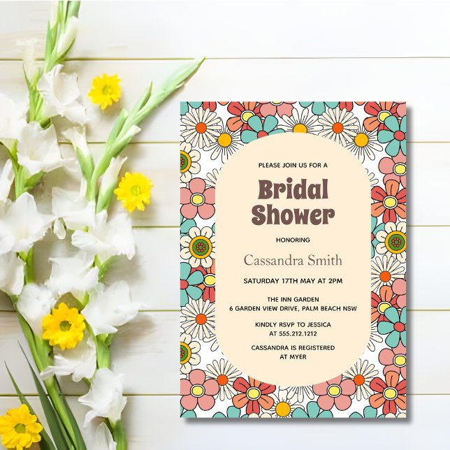 Invitación Retro Hippie Groovy Flor ducha de novia (Subido por el creador)