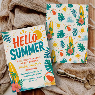 Invitación Retro Hola Verano Fin de Cursos Fiesta en la Pisci