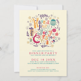 Invitación Retro Holly Jolly Colorful Navidades Diner Invitan