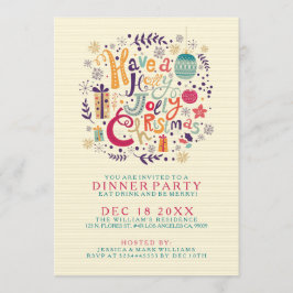 Invitación Retro Holly Jolly Colorful Navidades Diner Invitan