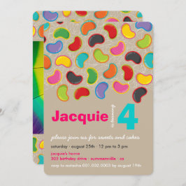 Invitación Retro Jellybean Pop Sweet Candy Whimsical Cumpleañ