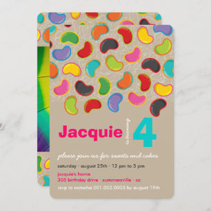 Invitación Retro Jellybean Pop Sweet Candy Whimsical Cumpleañ